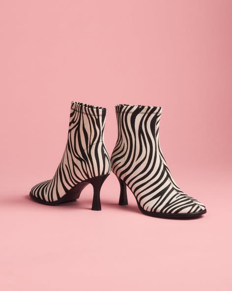 Marc Nolan zebra print, black and white "Gloria" boots.