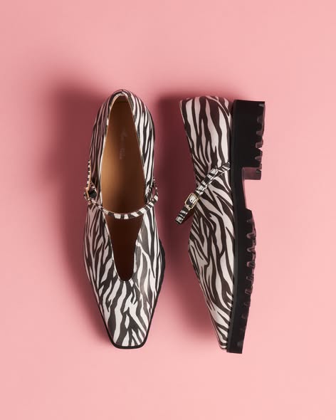 Marc Nolan Roxie Zebra Print Lug Mary Jane's